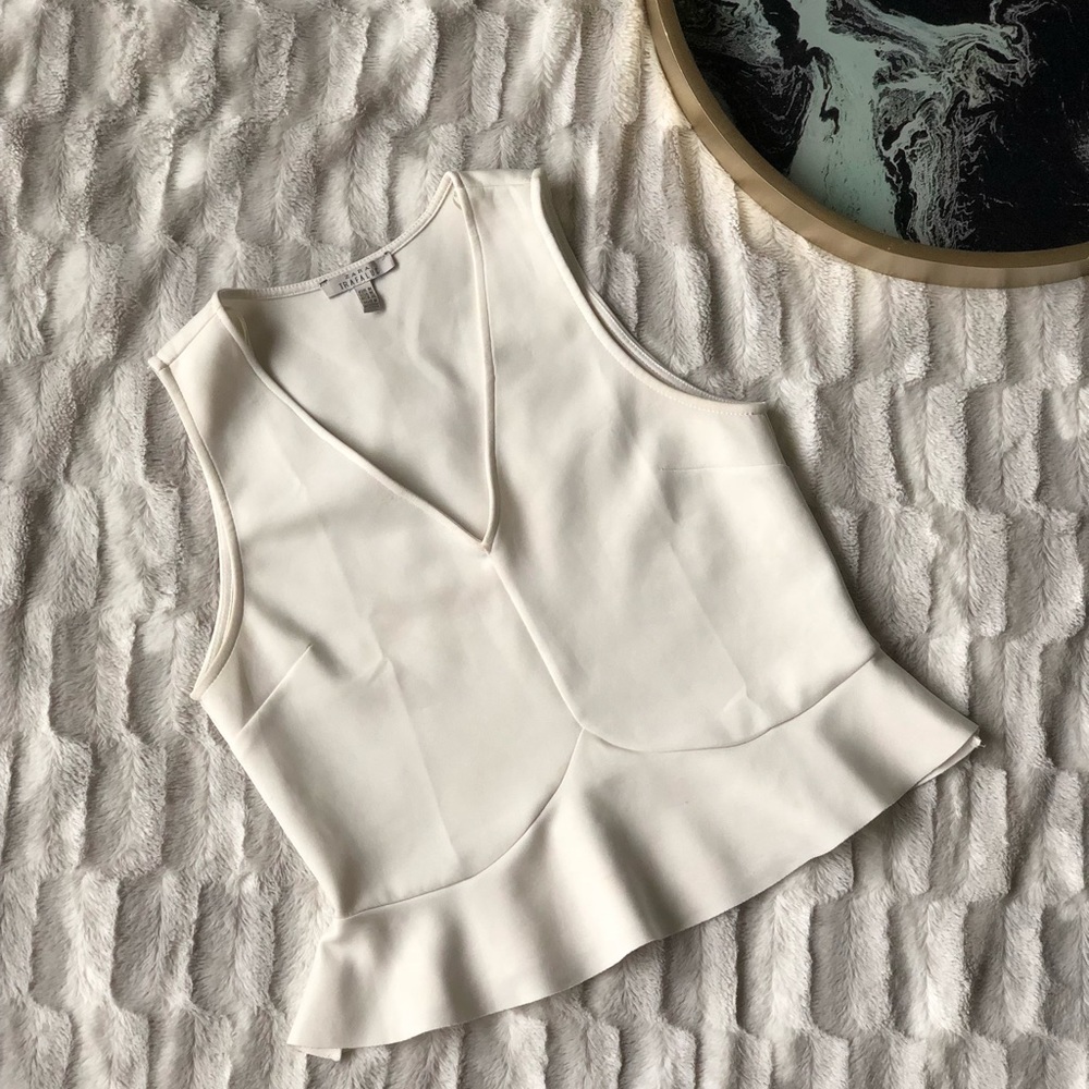 White Zara Trafaluc Peplum Tank Top